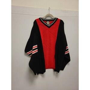 i-dig Volley Sweater Turkey Size L Red Black V Neck Pullover Knitwear Top